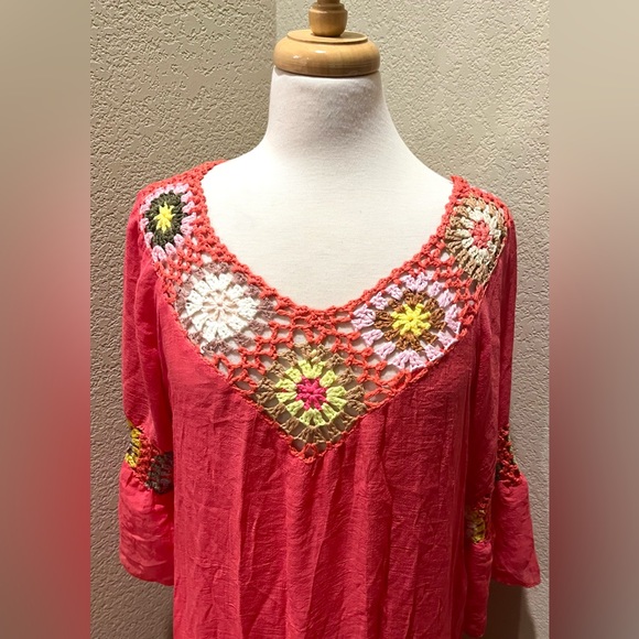 NEW Boho Crochet Fringe Colorful Swim Coverup Dress S - Picture 2 of 6